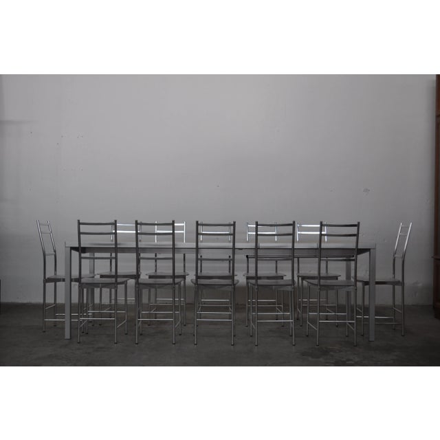 Bagutta Table and Chairs in Aluminum by Opera Design for Ycami, 1980s, Set of 13 For Sale - Image 14 of 14