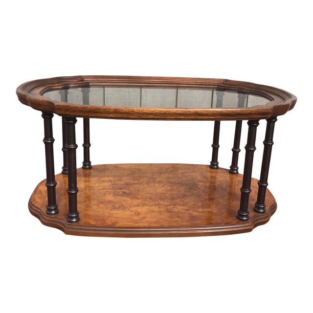 Drexel Burl Wood & Faux Bamboo Coffee Table Chairish