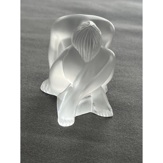Lalique, France Lot of 2 signed figurines. Heights: 6 and 4 cm. Perfect condition. This piece has an attribution mark, I...