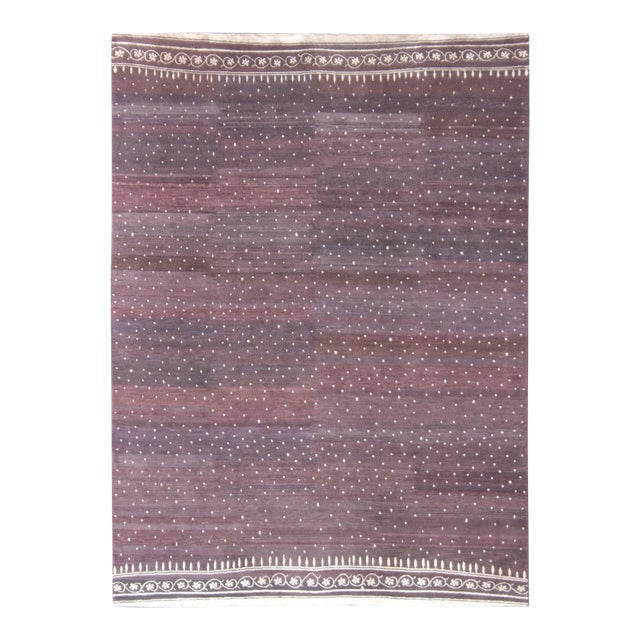 Tibetan Silk and Wool Modern Rug by Keivan Woven Arts, 8'10" X 12'1" For Sale