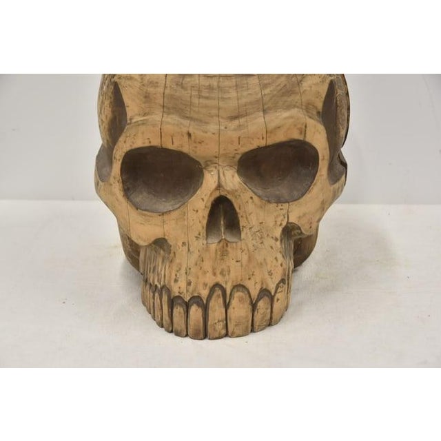 Folk Art 1940s Large Folk Art Skull Wood Carving For Sale - Image 3 of 11