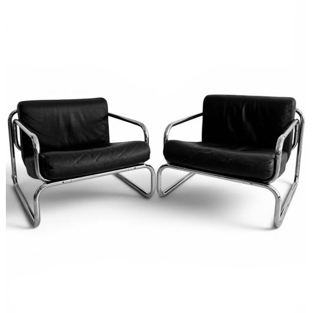 Leather and Chrome T2 Armchairs by Rodney Kinsman for Omk, 1969, Set of 2 For Sale - Image 12 of 12
