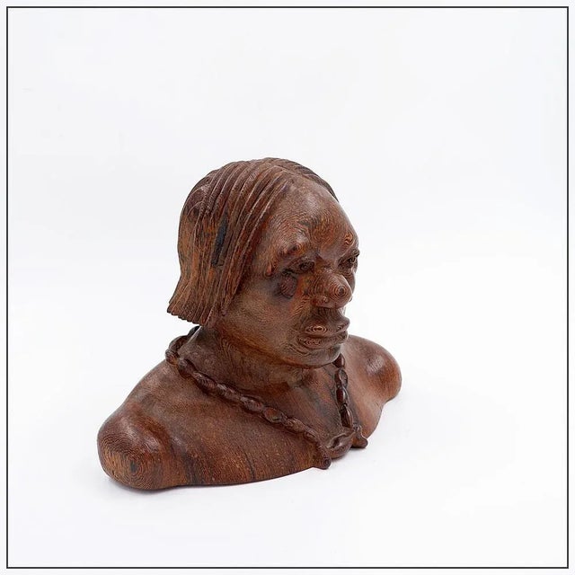 Bust of Joseph Bansimba Carved in Wenge, 20th Century For Sale - Image 16 of 16