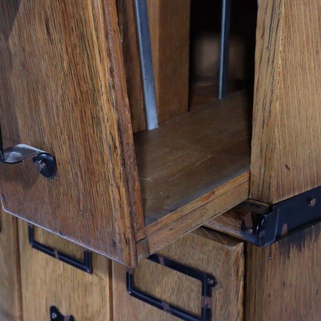 Oversized Antique Oak 6 Section 30 Drawer File Cabinet C1920 For Sale - Image 13 of 13