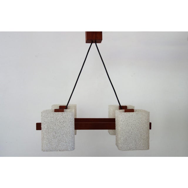 Scandinavian Chandelier in Acrylic Glass and Teak, 1960s For Sale - Image 12 of 12