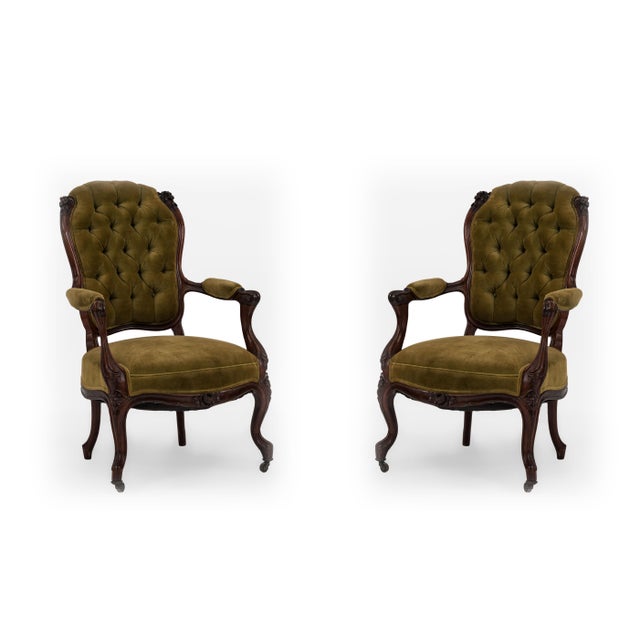 American Victorian Green Velvet Living Room Set - 5 Piece ... on {keyword}