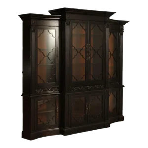 Tuscan Style Large Ebonized Display Cabinet