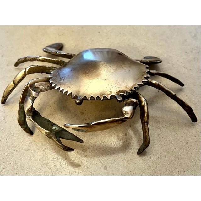 Mid-Century Modern Brass Crab Ashtray For Sale - Image 3 of 6