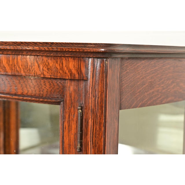 Berkey & Gay Antique Victorian Carved Oak Bookcase or Display Cabinet, Circa 1890s For Sale - Image 9 of 16