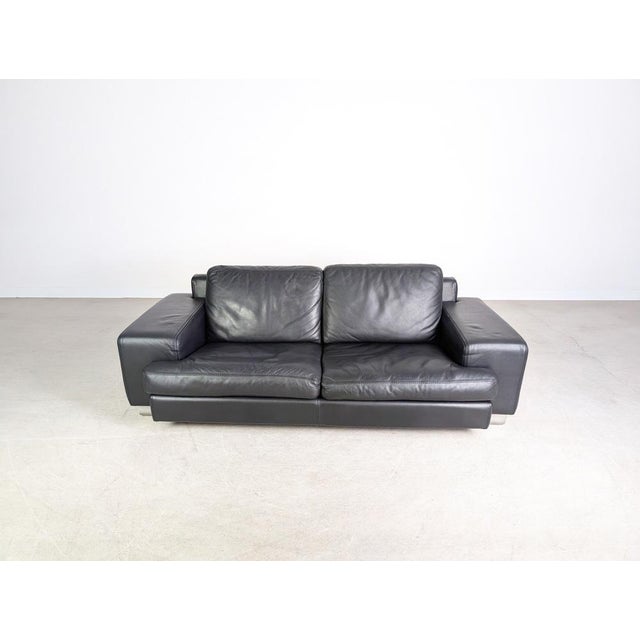 Black 2-Seater Leather Sofa from Roche Bobois For Sale - Image 3 of 12