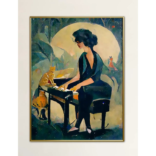 Modern "Music by Moonlight" Giclee Print on Canvas For Sale - Image 3 of 3