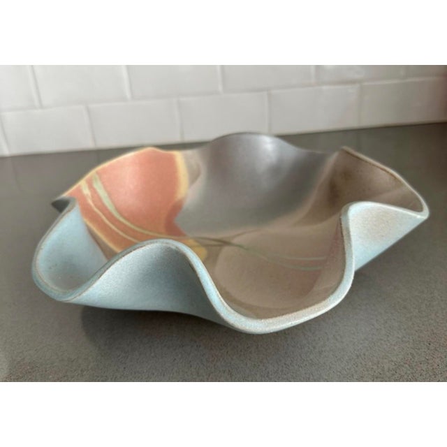 1980s Carol McFarlan Postmodern Ceramic Stoneware Centerpiece Bowl 12” Signed For Sale In New York - Image 6 of 12