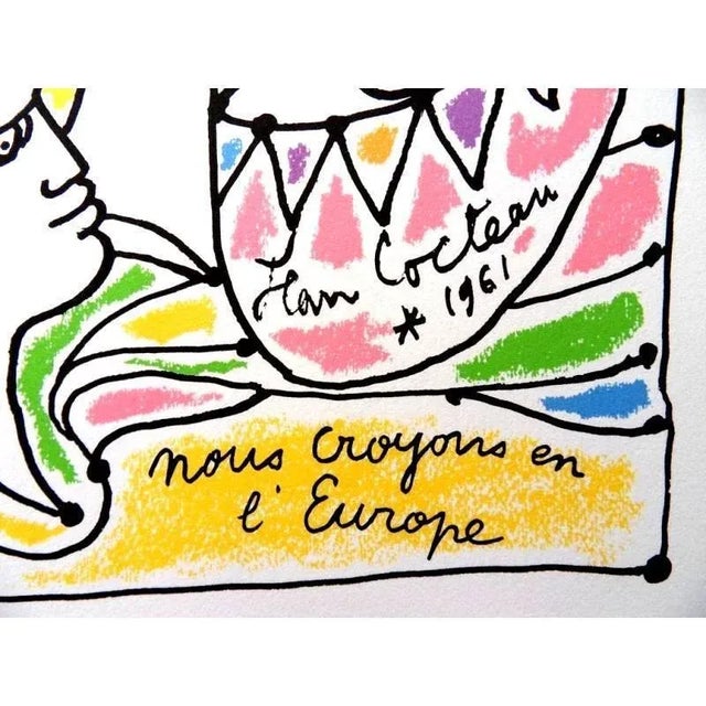 Early 21st Century Jean Cocteau - Europe's Colors - Original Lithograph 1961 For Sale - Image 5 of 6