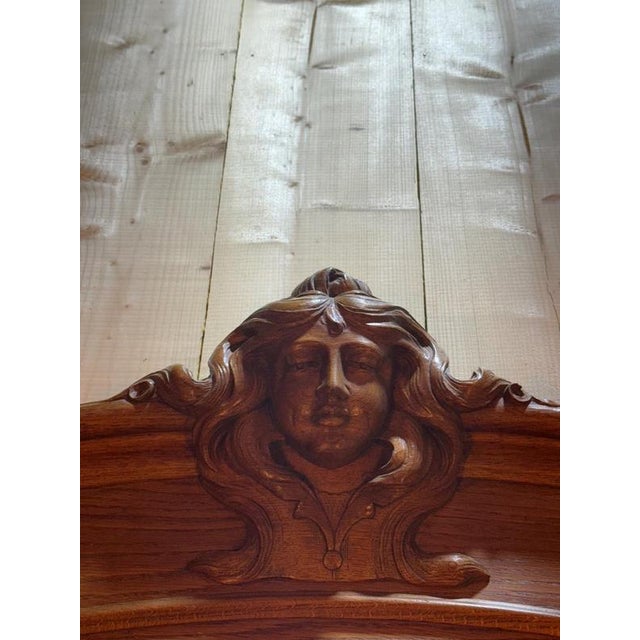 Art Nouveau Console Table with Mirror in Carved Oak For Sale - Image 6 of 9