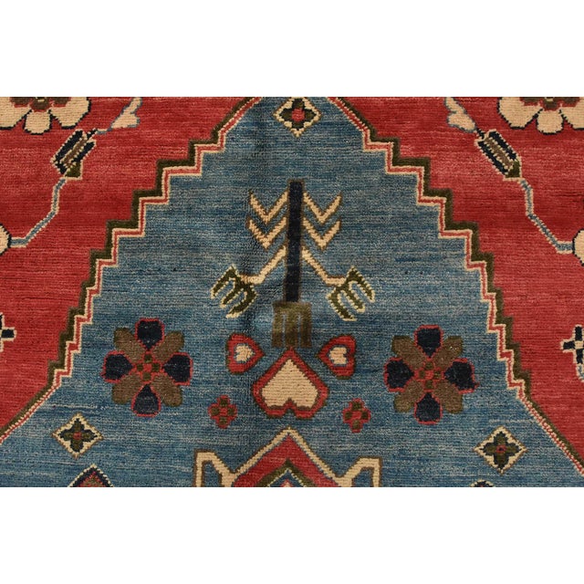 Kazak Rug 6’3” X 9′ Red Wool Tribal Hand-Knotted Oriental Carpet For Sale - Image 10 of 14