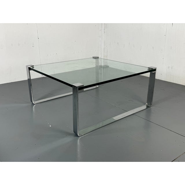 Chrome Steel and Glass Modernist Ronald Schmitt Draenert Coffee Table, 1970s Nice modernist chrome, steel and thick glass...