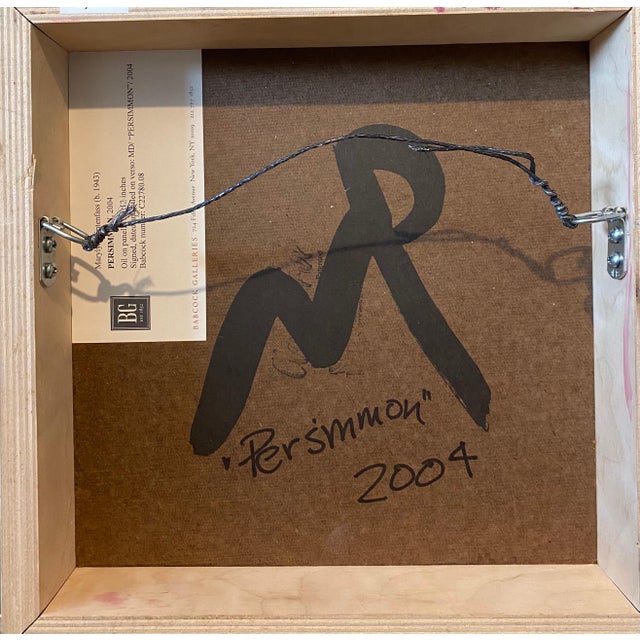 Marylyn Dintenfass, Abstract Red Persimmon Oil Painting on Panel Marylyn Dintenfass Modernist, 2004 For Sale In Miami - Image 6 of 8