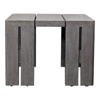 Restoration Hardware Matira Modern Gray Wood Outdoor Side Table For Sale