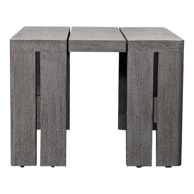Restoration Hardware Matira Modern Gray Wood Outdoor Side Table For Sale