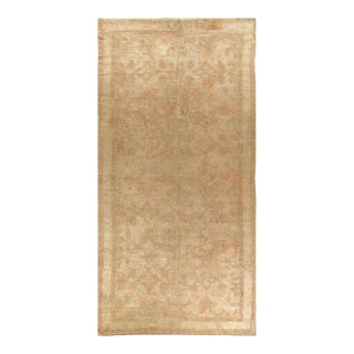 Large Pink Antique Turkish Oushak Pale Pink Rug - 8'1" x 17'1" For Sale