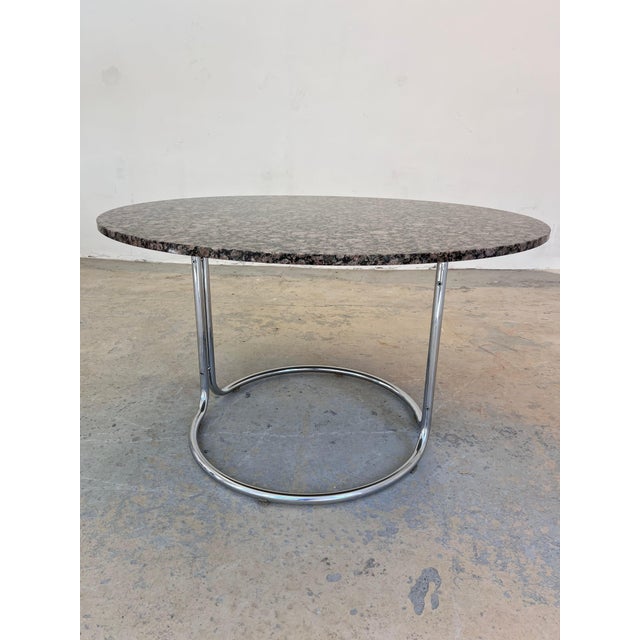 Giotto Stoppino Round Dining Table in Granite and Chrome from Giotto Stoppino, 1970s For Sale - Image 4 of 11