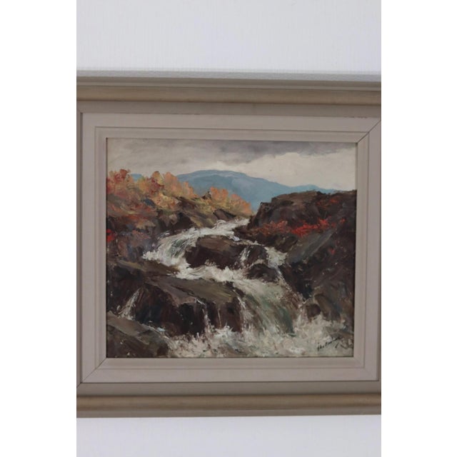 Åke Ahmlund, Landscape with Waterfall, 1960s, Oil on Panel, Framed For Sale - Image 7 of 15