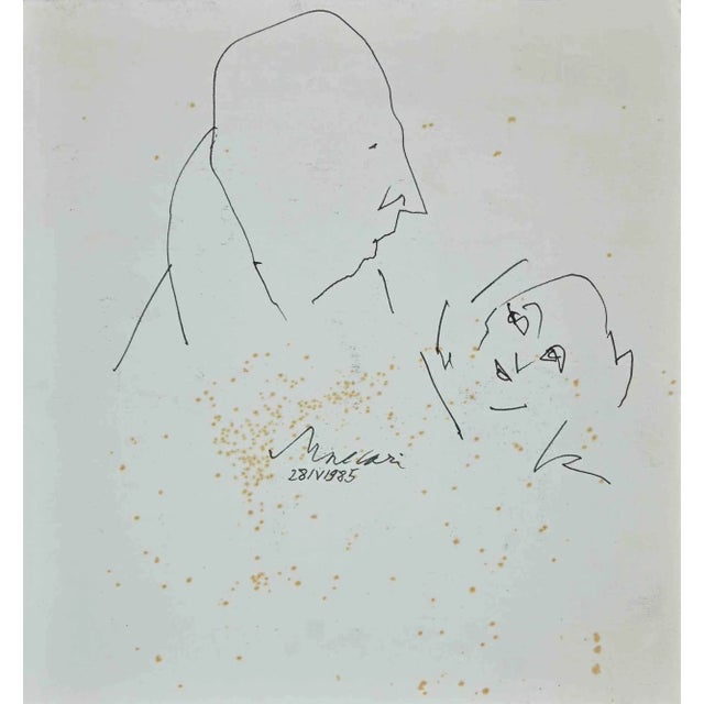 Figures is an original china ink drawing on cardboard realized by Mino Maccari in mid 20th century. With another artwork...