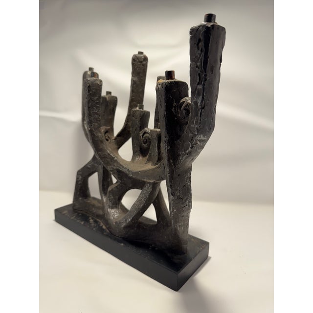 Austin Productions 1970s Midcentury Klara Sever Austin Product Brutalist Candelabra Menorah For Sale - Image 4 of 6