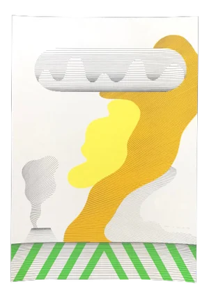 1970 Minimalist Landscape Lithograph by V. Vanhee