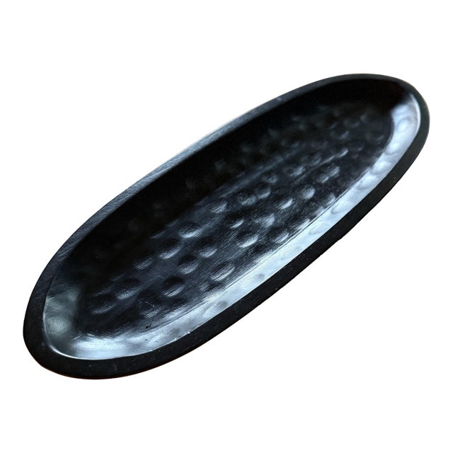 Black Carved Wood Catchall Tray For Sale