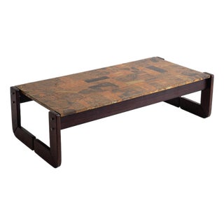 Rosewood and Lacquered Copper Coffee Table by Percival Lafer For Sale