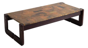 Rosewood and Lacquered Copper Coffee Table by Percival Lafer
