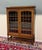 Antique English Bookcase Cabinet Double Door Leaded Wavy Glass Oak c.1930s For Sale - Image 4 of 18