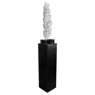 Mid-Century Modern Hand Carved Grisaille Granite Sculpture on Custom Swivel Base For Sale