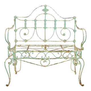 Antique Outdoor Bench in Patinated Iron For Sale