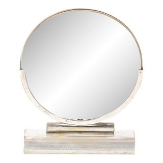 Art Deco Streamline Round Picture Frame in Nickel & Glass For Sale