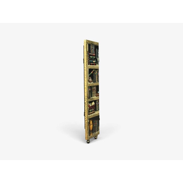Piero Fornasetti, Rare Trompe L’Oeil “Libri” Four-Panel Folding Screen, Italy, 1999 For Sale - Image 4 of 10
