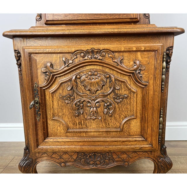 Wood Vintage Grandfather Clock in Oak For Sale - Image 7 of 17