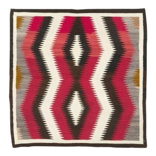 Galerie Shabab Collection Tribal Mid-20th Century Handmade American Flatweave Navajo Square Accent Rug For Sale