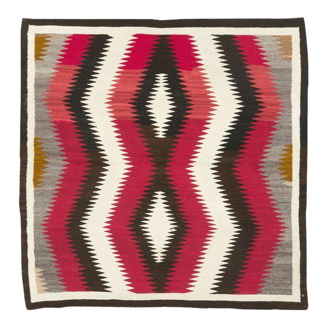 Galerie Shabab Collection Tribal Mid-20th Century Handmade American Flatweave Navajo Square Accent Rug For Sale