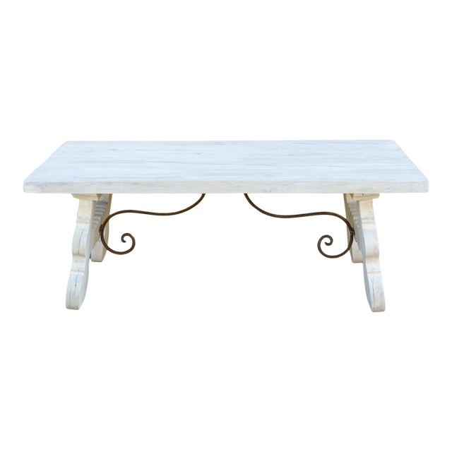 Bleached White Spanish Tavernera Coffee Table For Sale