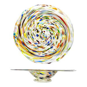 1970s Murano-Style Colorful Confetti Handblown Italian Swirl Art Glass Decor Bowl