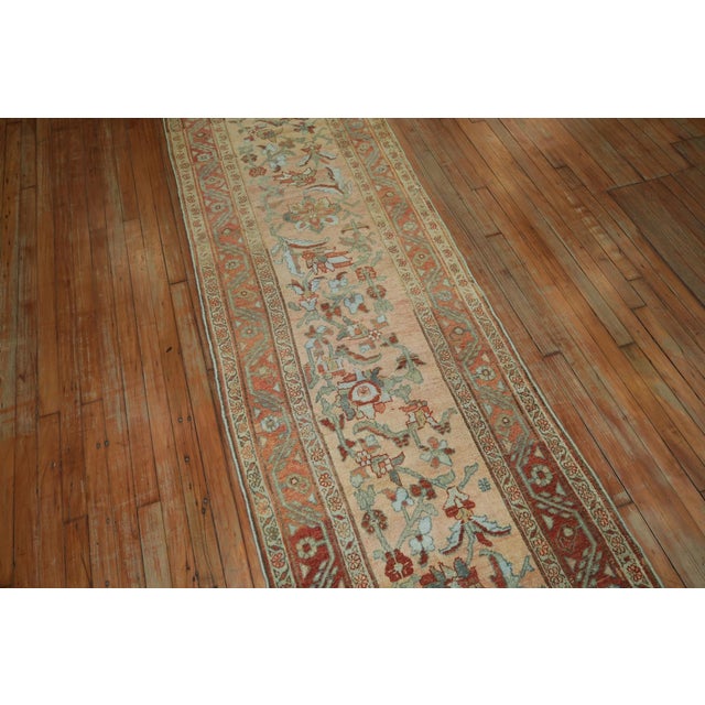 Terracotta Salmon Persian Antique Runner - 2'10" x 15'6" For Sale - Image 9 of 10