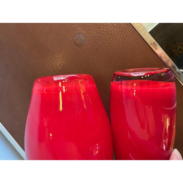 Red Murano Glass Vases by Lavento for Richard Ginori, 1960, Set of 2 For Sale - Image 10 of 14