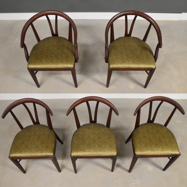 Mid 20th Century Modern Mahogany Color Dining Chairs - Set of 5 For Sale - Image 4 of 10