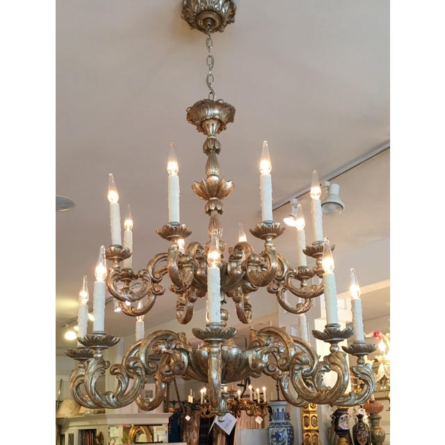 Renaissance 18th C Style Carved Italian Gilt Wood Chandelier by Randy Esada for Prospr For Sale - Image 3 of 4