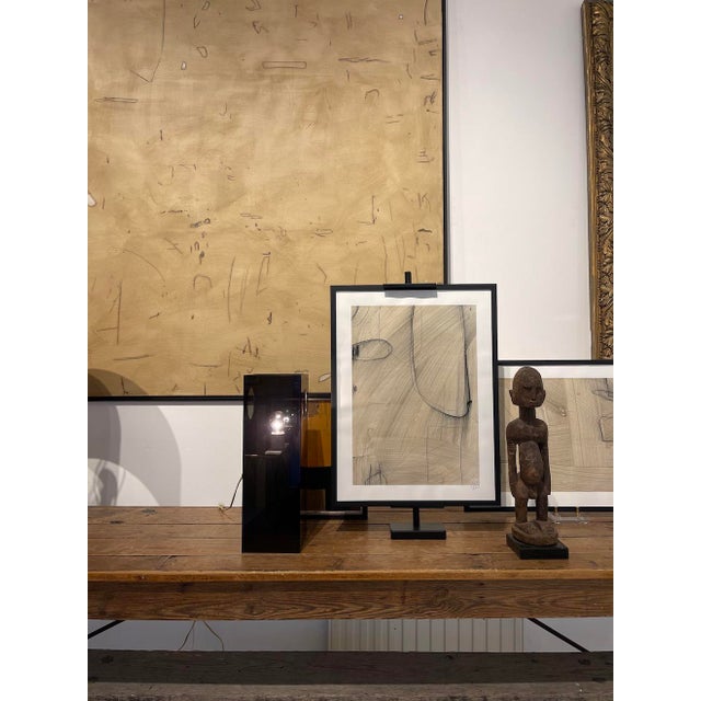 Mid-Century Modern 1970s Architectural Smoked Acrylic Table Lamp, Sculptural Lucite Block Lamp For Sale - Image 3 of 10