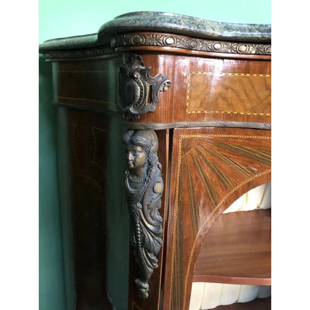 Mid-Century Modern French Boulle with Marble Top, 1950s For Sale - Image 3 of 12