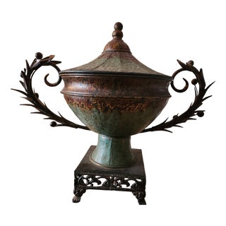 Antique Baroque Painted Iron Urn-Vase, 1890s For Sale