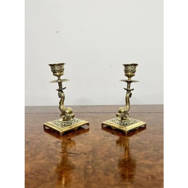 Edwardian Brass Candlesticks, 1900s, Set of 2 For Sale - Image 6 of 6